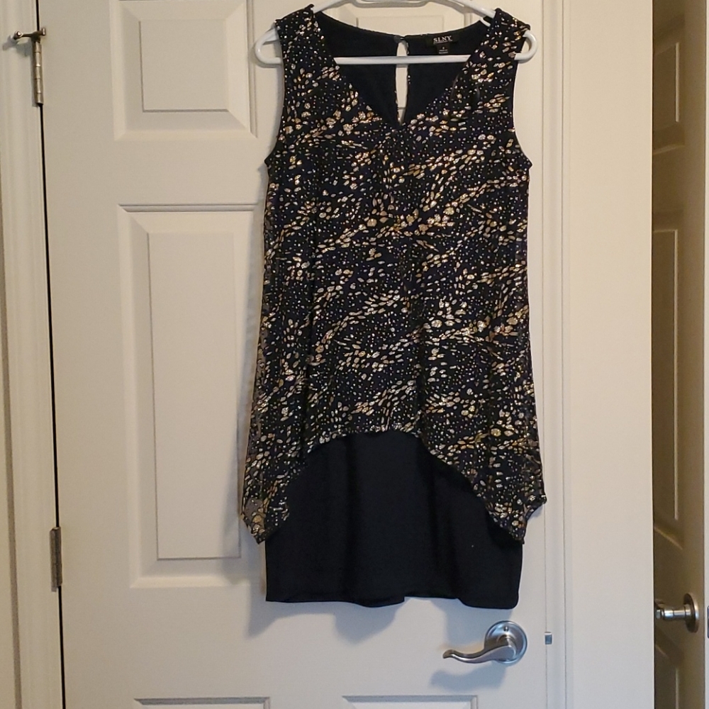 SLNY knee length navy and gold size 8 dress